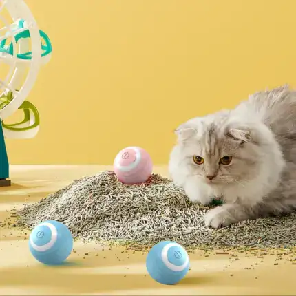Smart Rolling Cat Ball – Interactive LED Toy for Indoor Cats